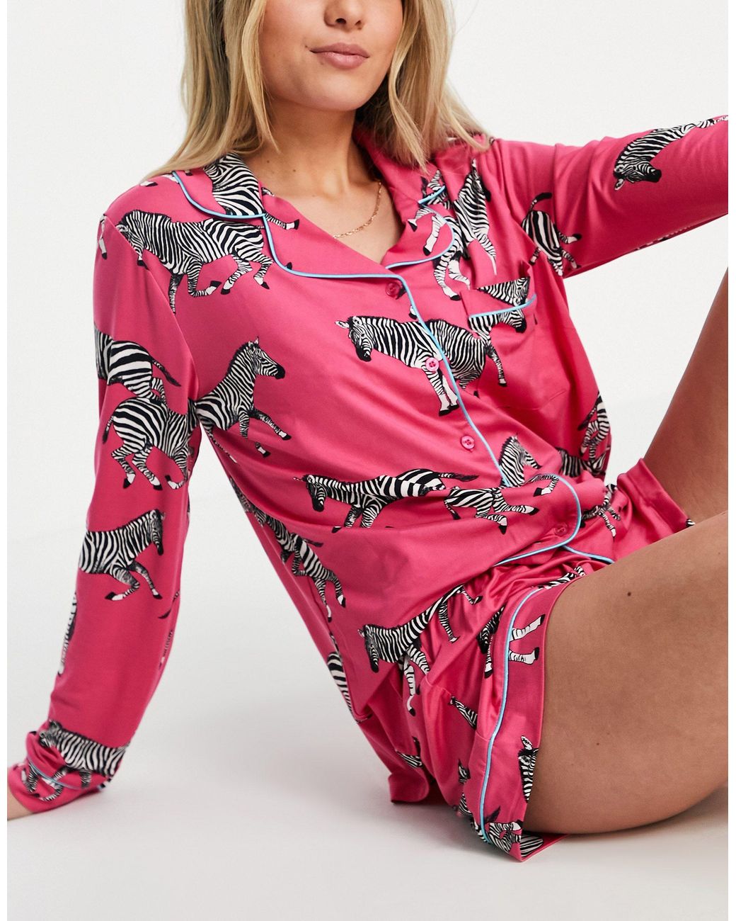 Chelsea Peers Zebra Print Pyjama Set in Pink Lyst