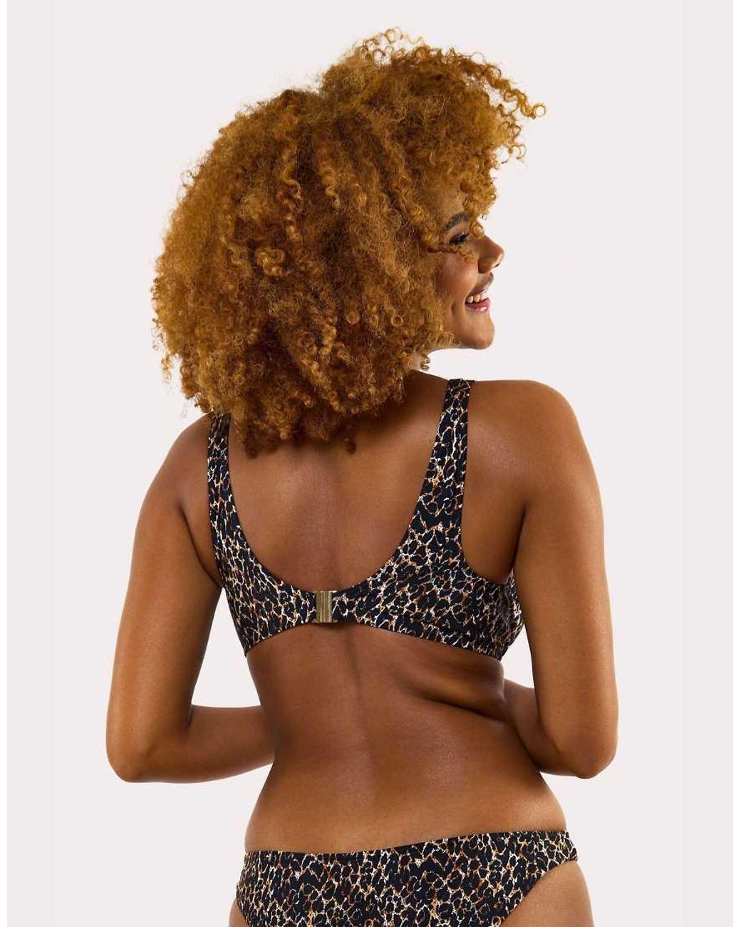 Wolf & Whistle Brown Juliet Leopard Print Mix & Match Fuller Bust Crop Bikini Top