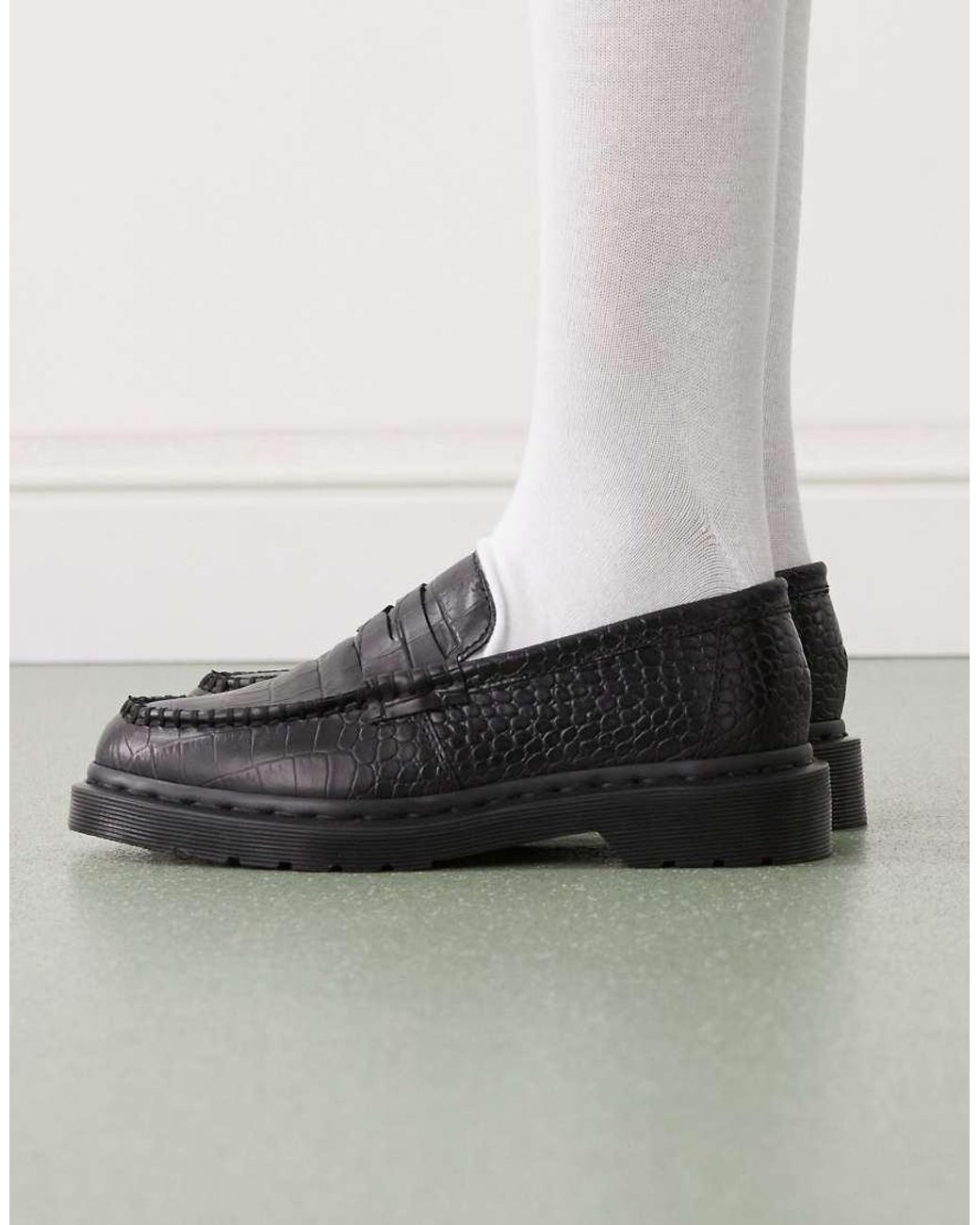 Dr. Martens Gray Unisex Penton Atlas Croc Embossed Loafer