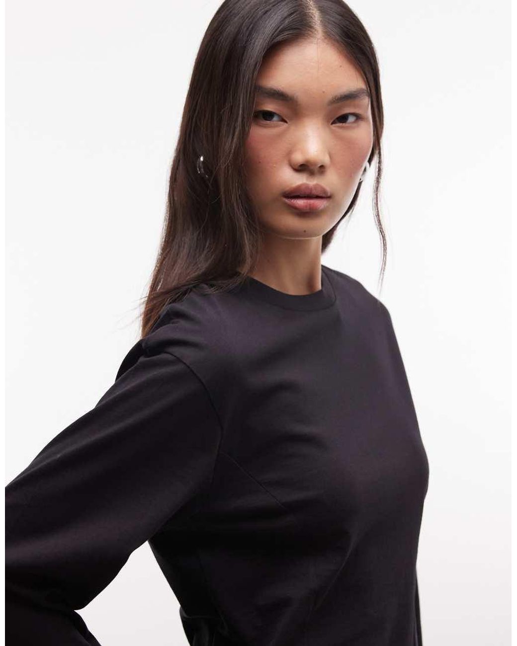Monki Black Contour Seam Long Sleeve Top
