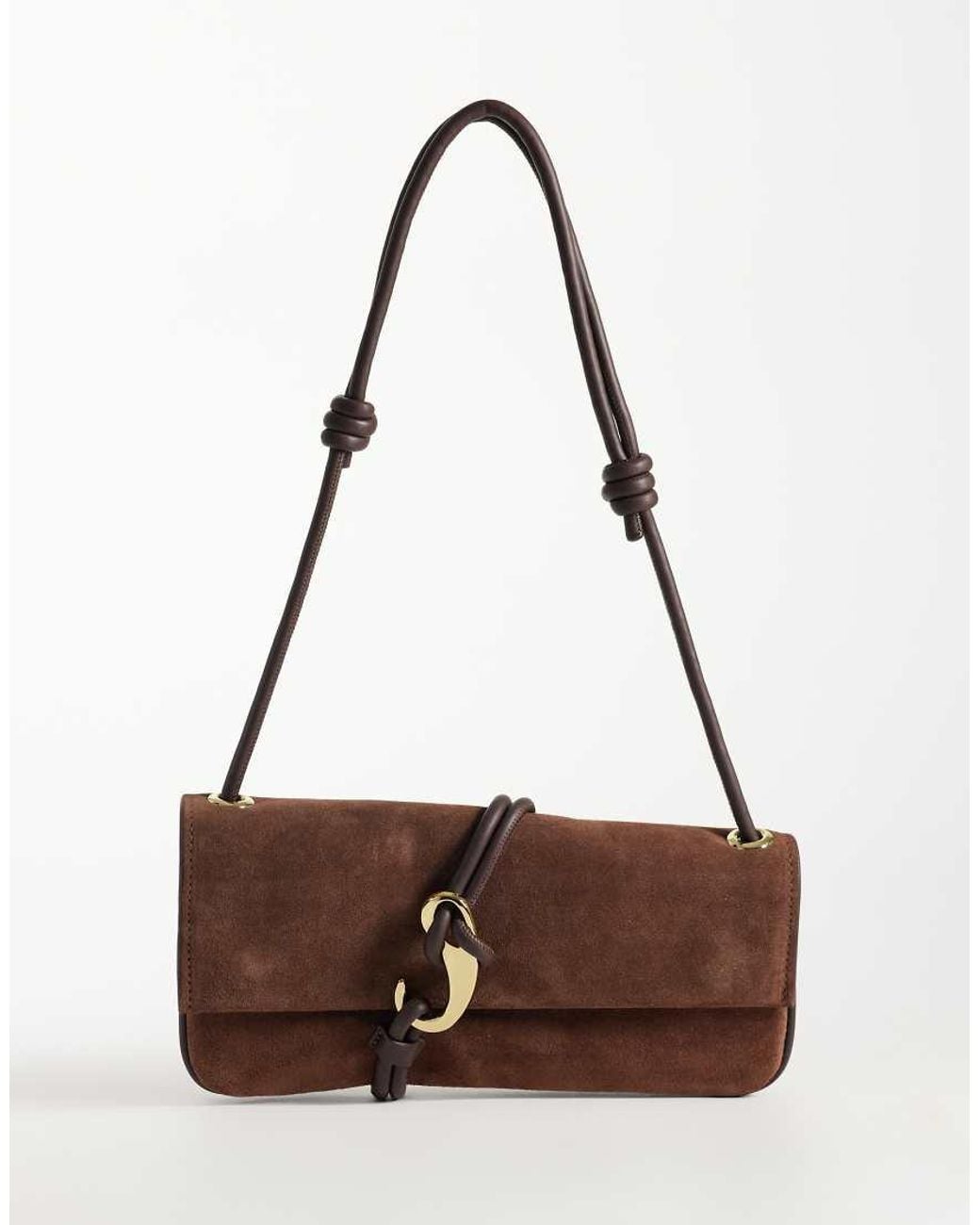 Dolce Vita Brown Alice Suede Shoulder Bag With Gold-tone Hardware