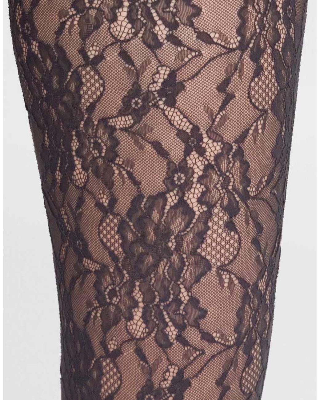 Calzedonia Purple Floral Lace Tights
