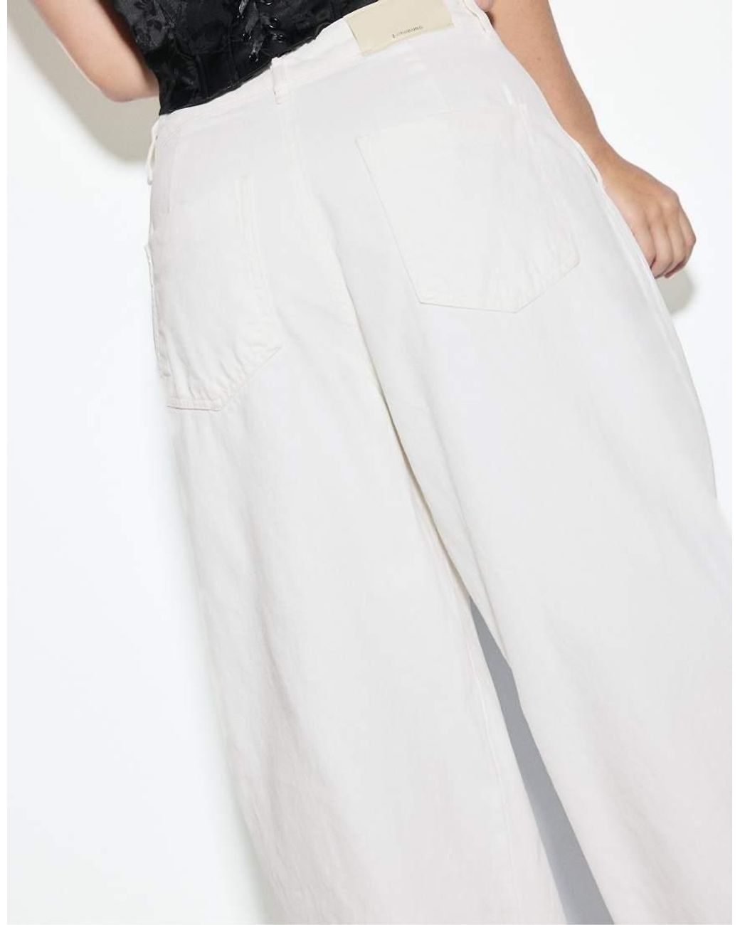 Stradivarius White Balloon Jeans