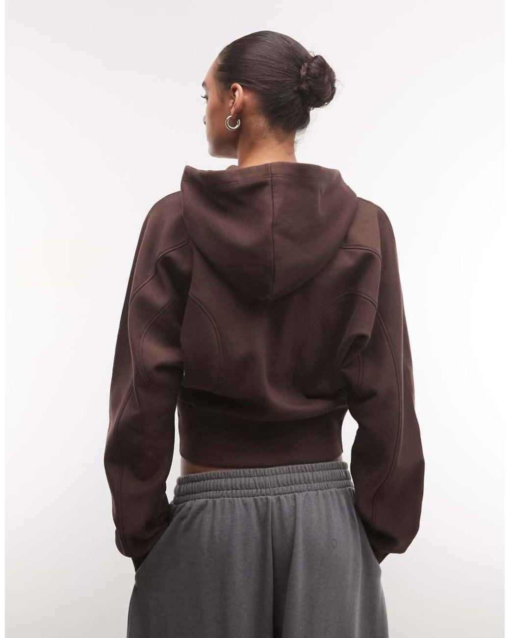ASOS Brown Cinched Panelled Zip Up Hoodie