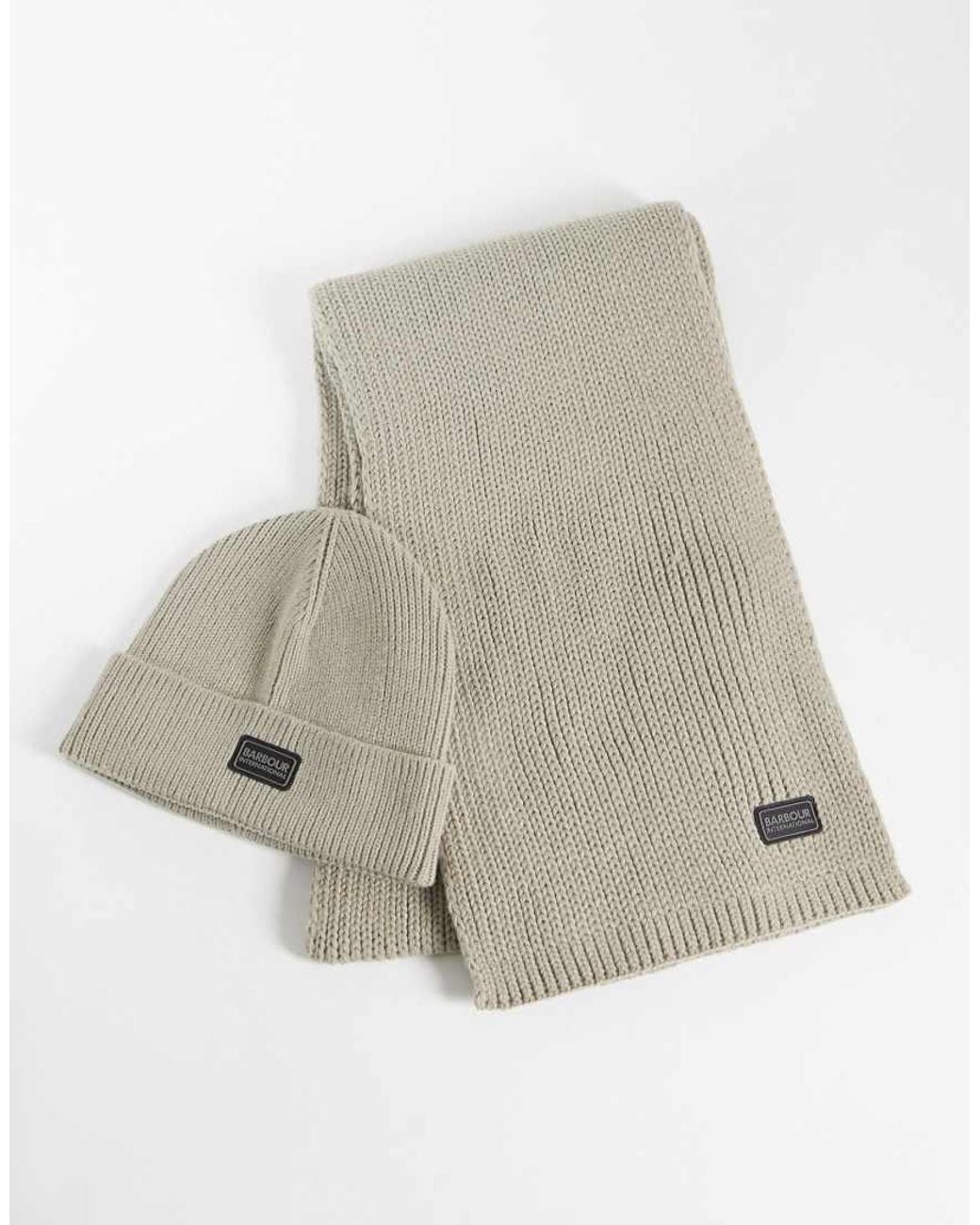 Barbour Black Sweeper Legacy Acrylic Knitted Beanie And Scarf Set for men