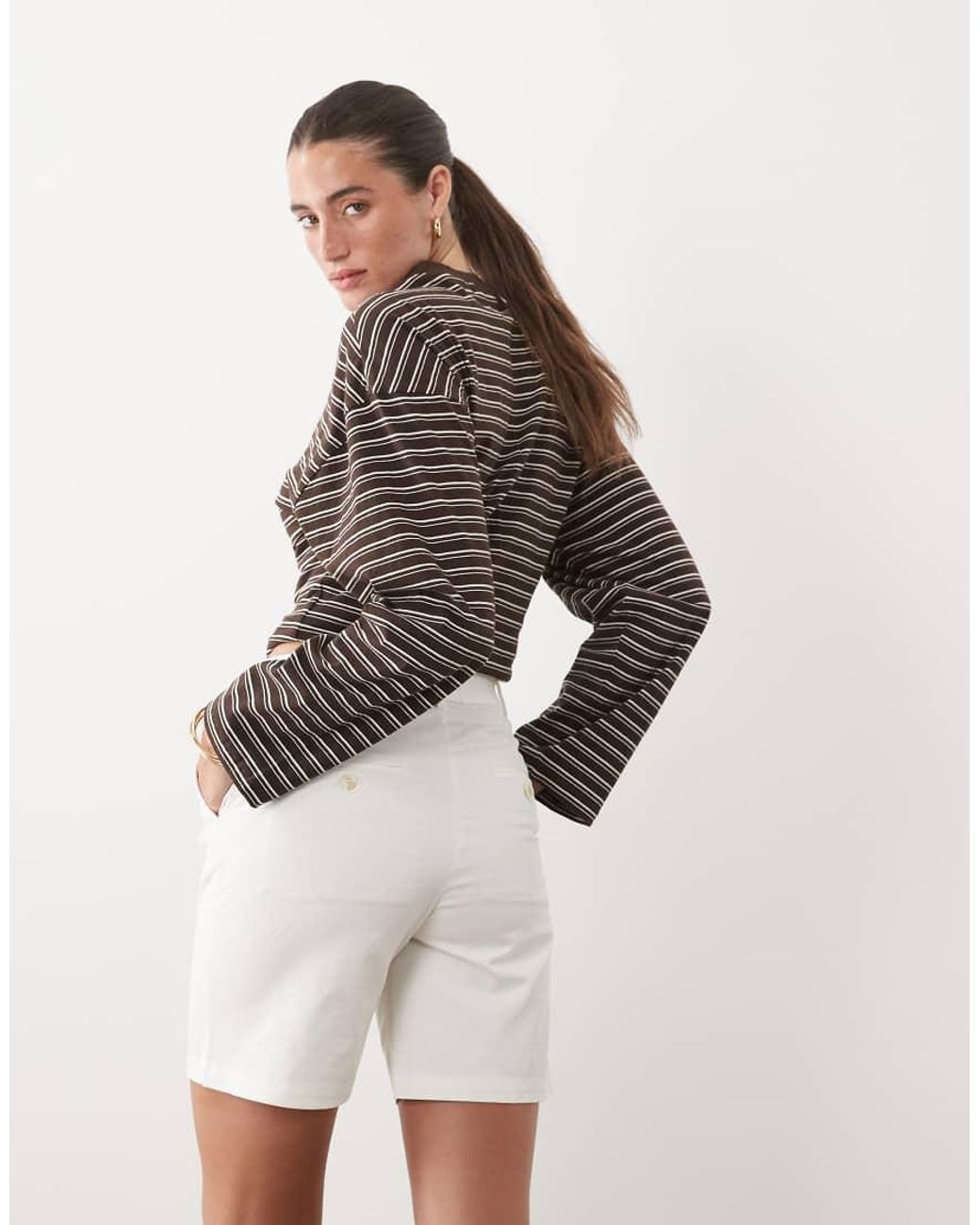 Gant White High Waist Mom Shorts