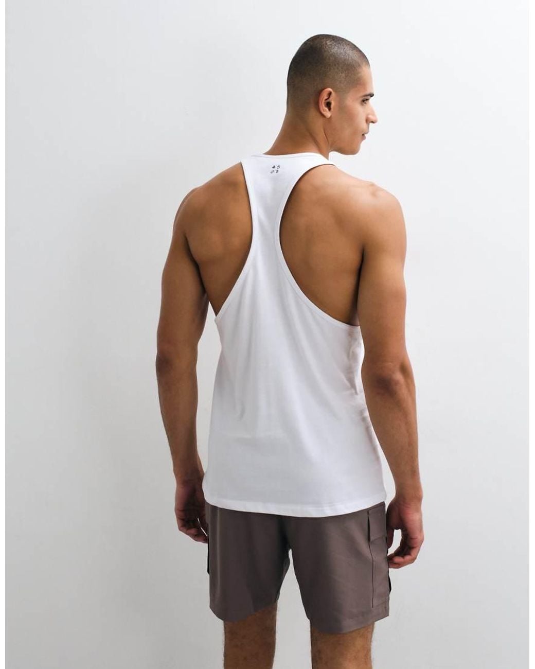 4505 White Icon Cotton Drop Armhole Stringer Vest With Quick Dry Finish for men
