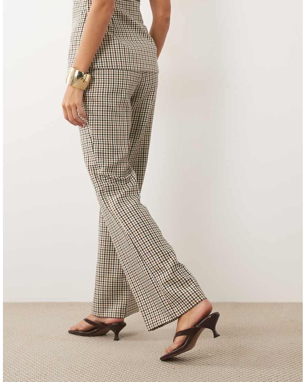 ASOS Natural Plaid Tailored Pants - Part Of A Set