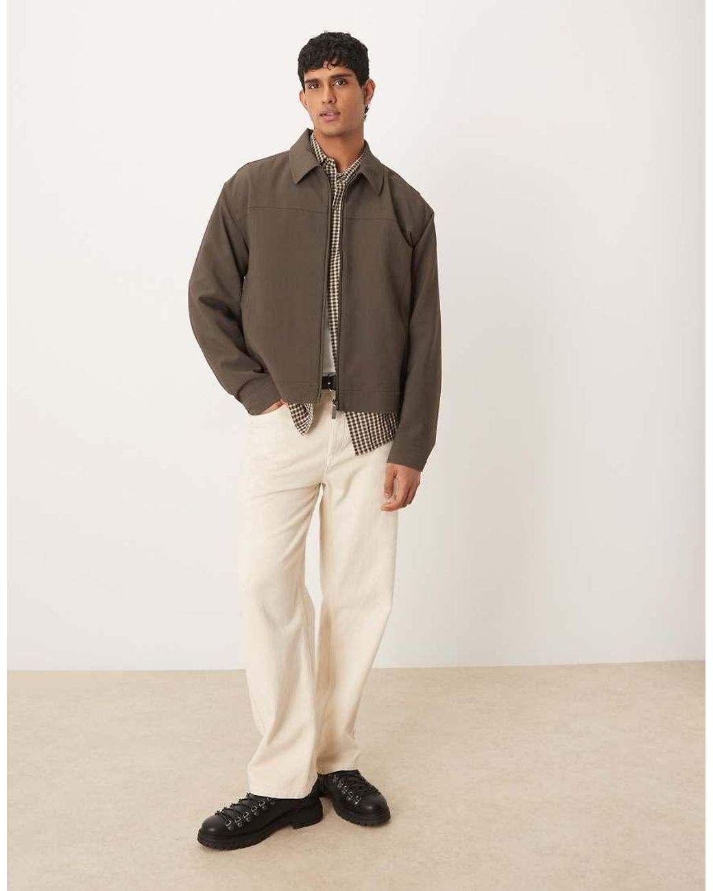 ASOS Brown Smart Harrington Jacket for men