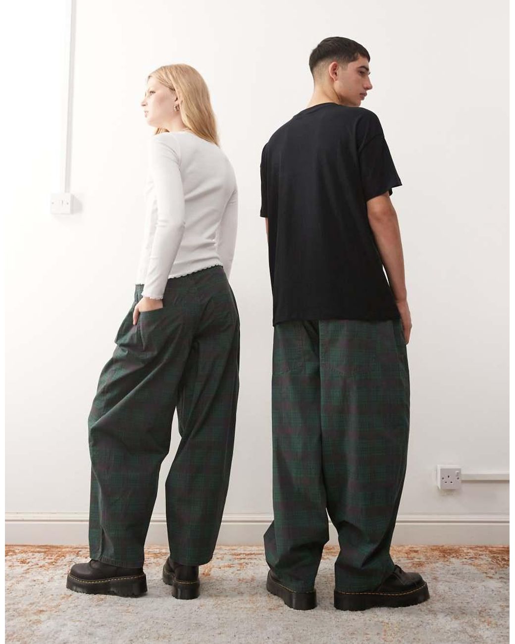 Reclaimed Vintage Green Unisex baggy Barrel Leg Trouser