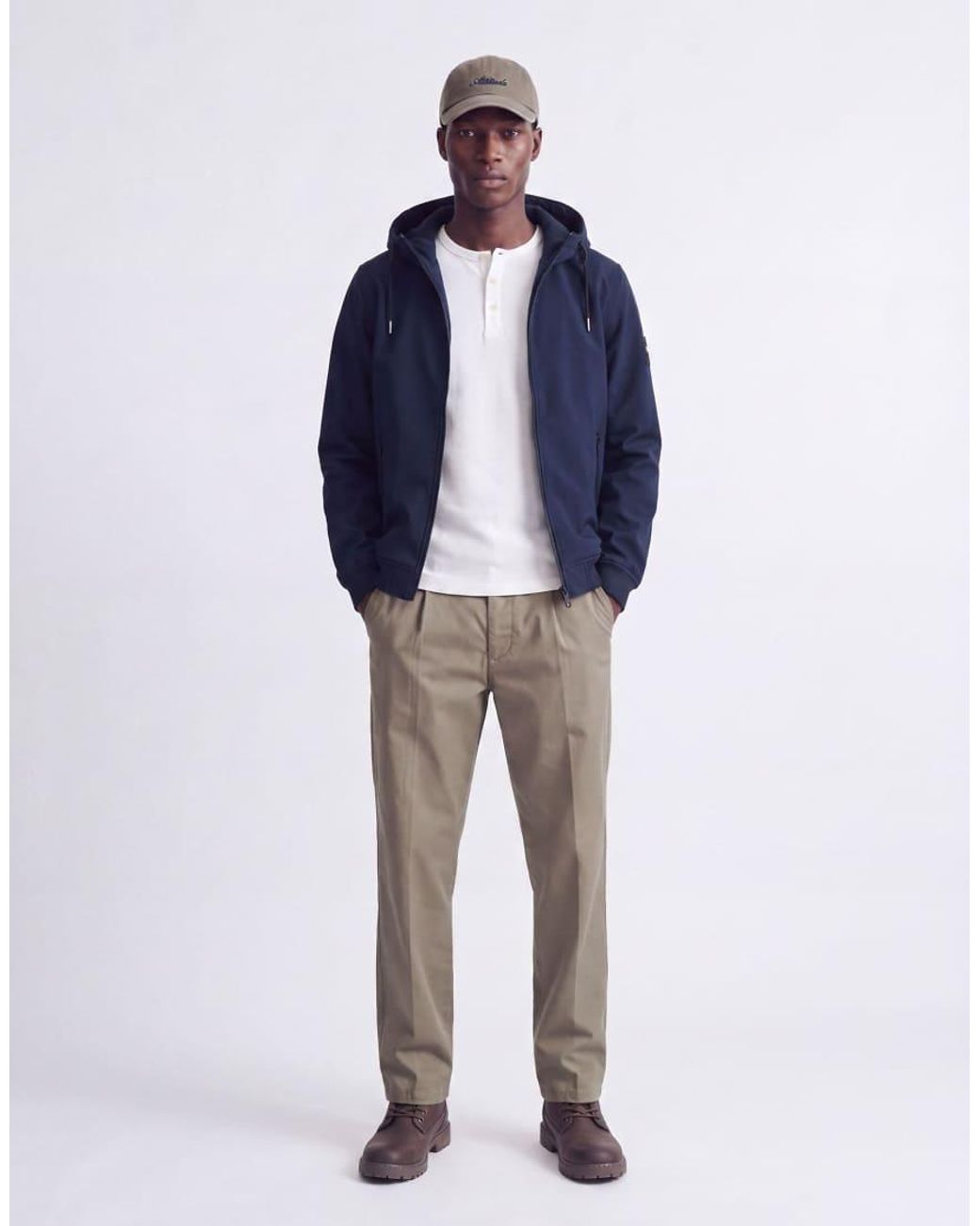 Jack & Jones Blue Basic Water-resistant Ribbed Hooded Light Jacket for men
