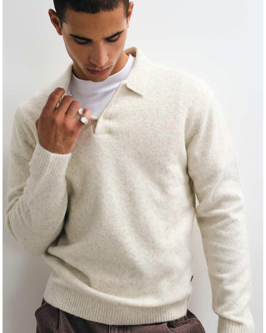 Jack & Jones Natural Knit Polo Top for men