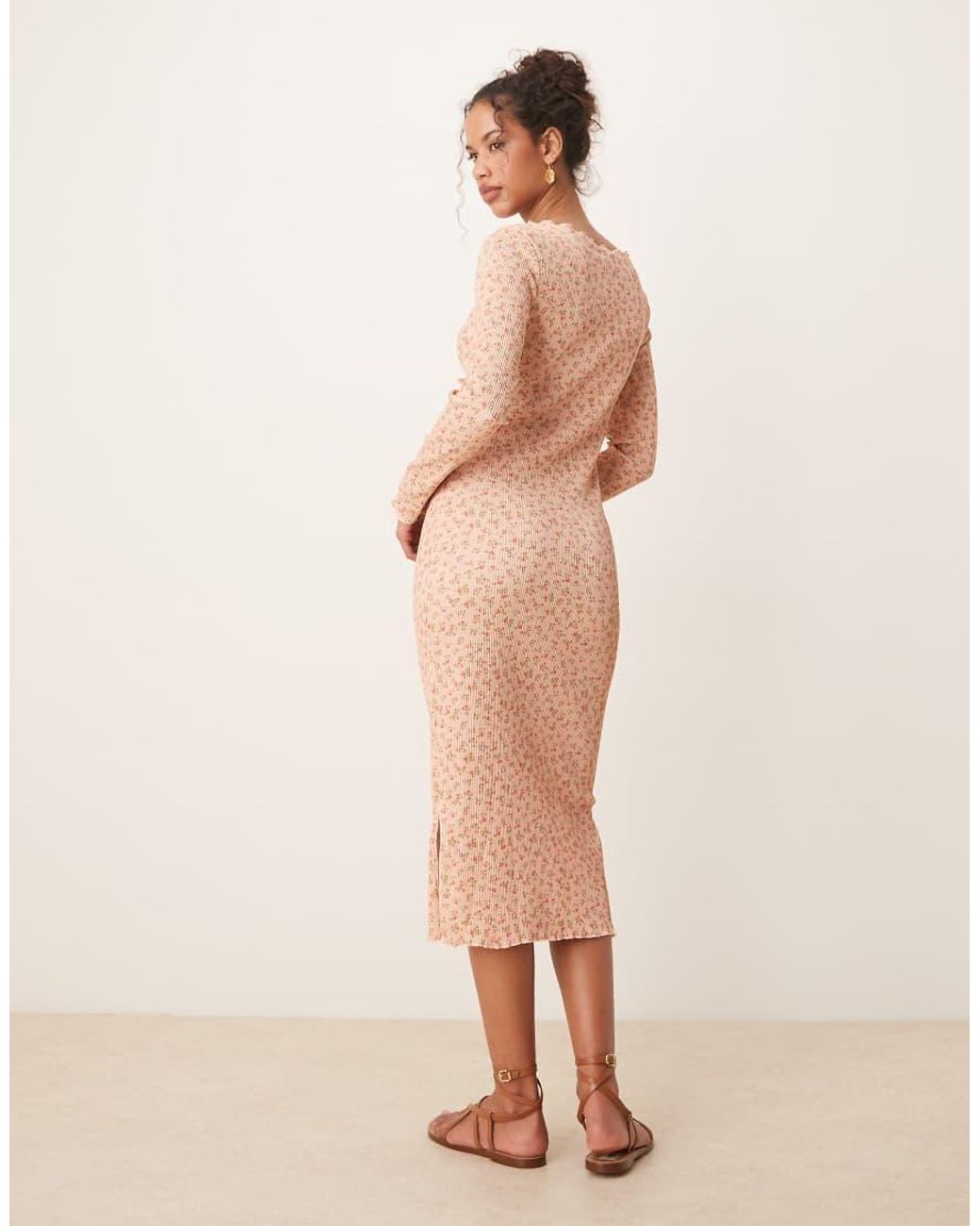 Aware Natural Plisse Midi Dress