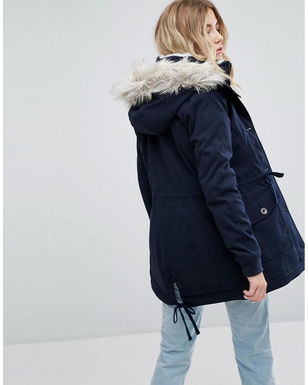 Hollister Teddy Lined Parka in Blue | Lyst