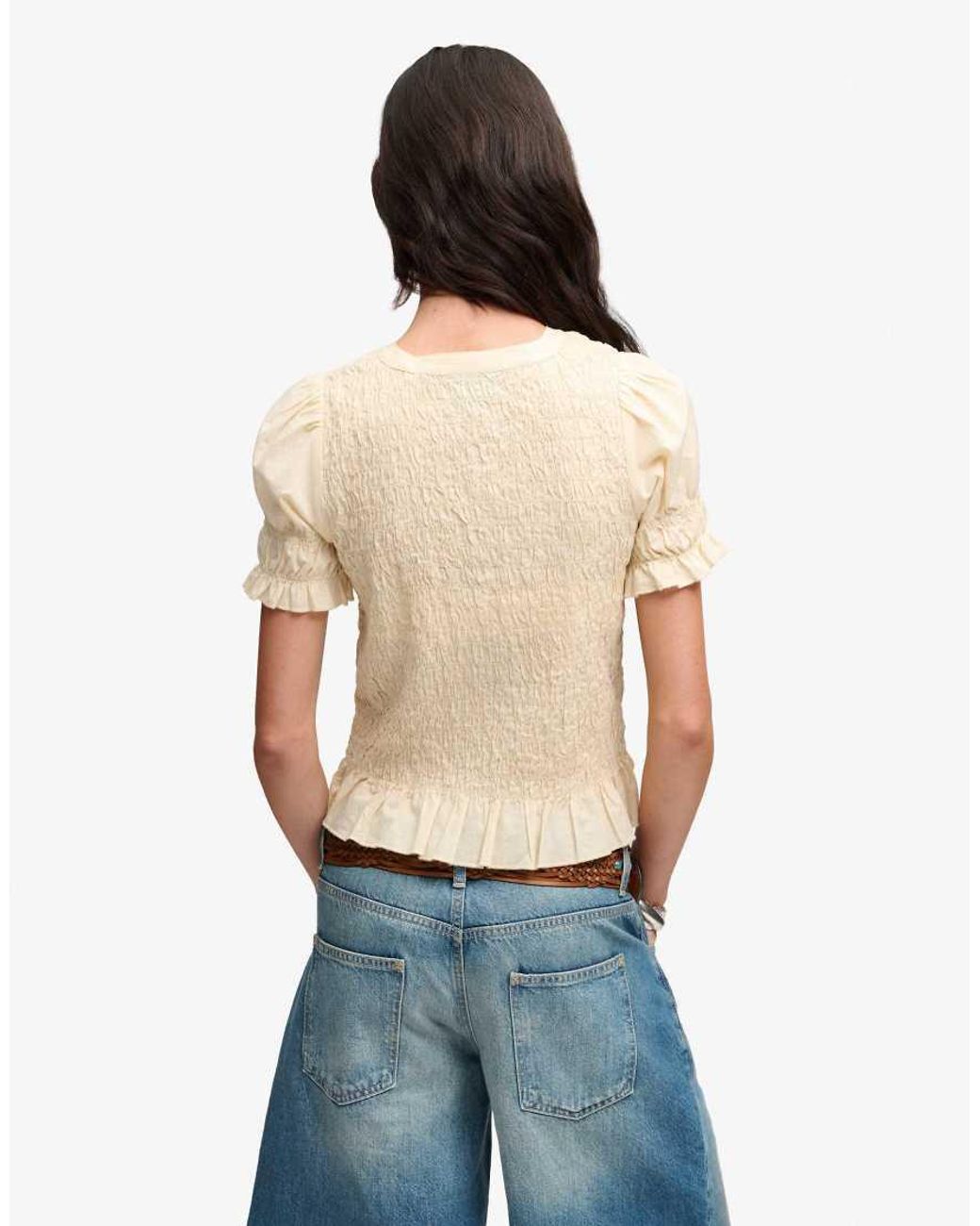 Superdry Natural Short Sleeve Smocked Top