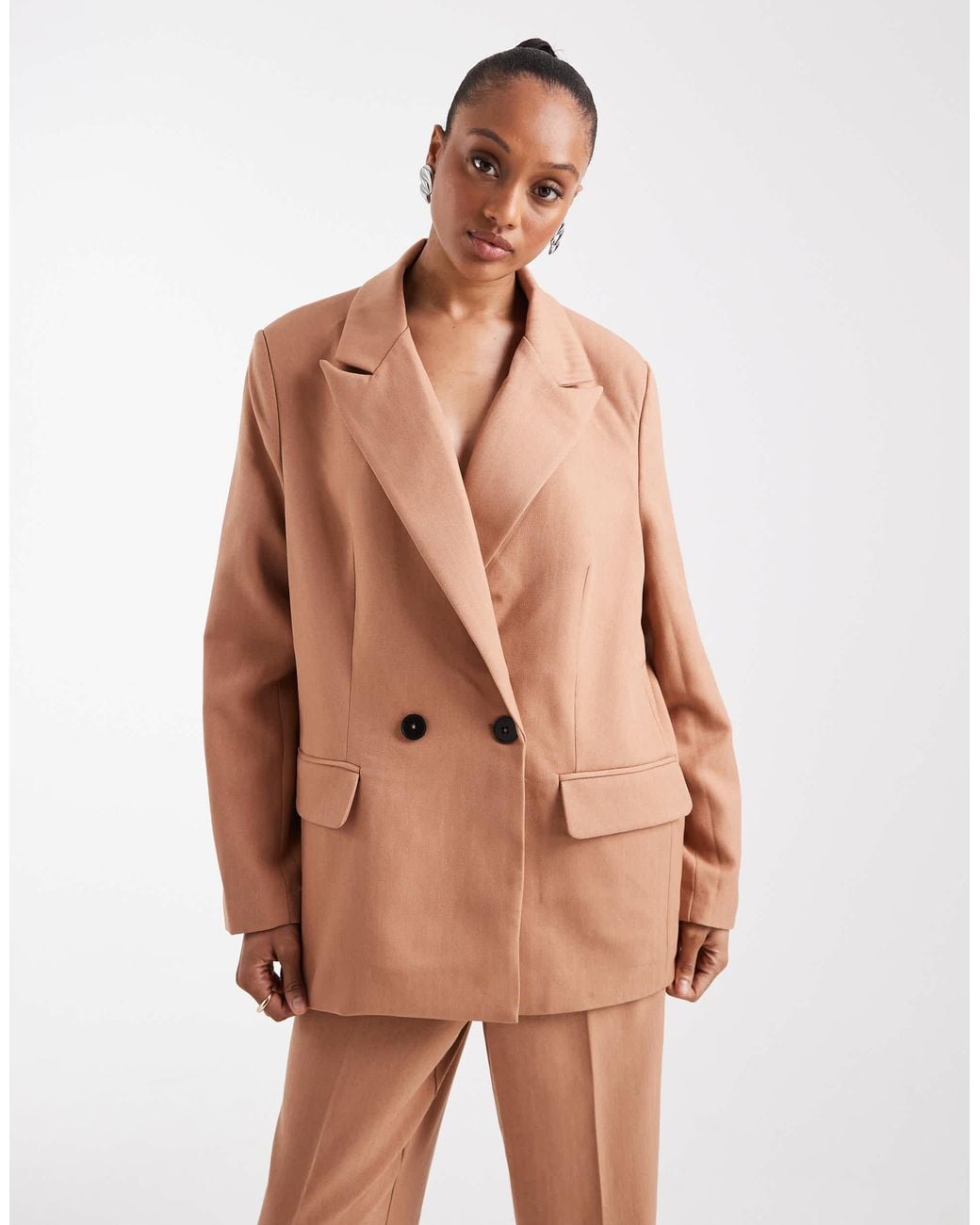Vero Moda Natural Tailored Herringbone Blazer