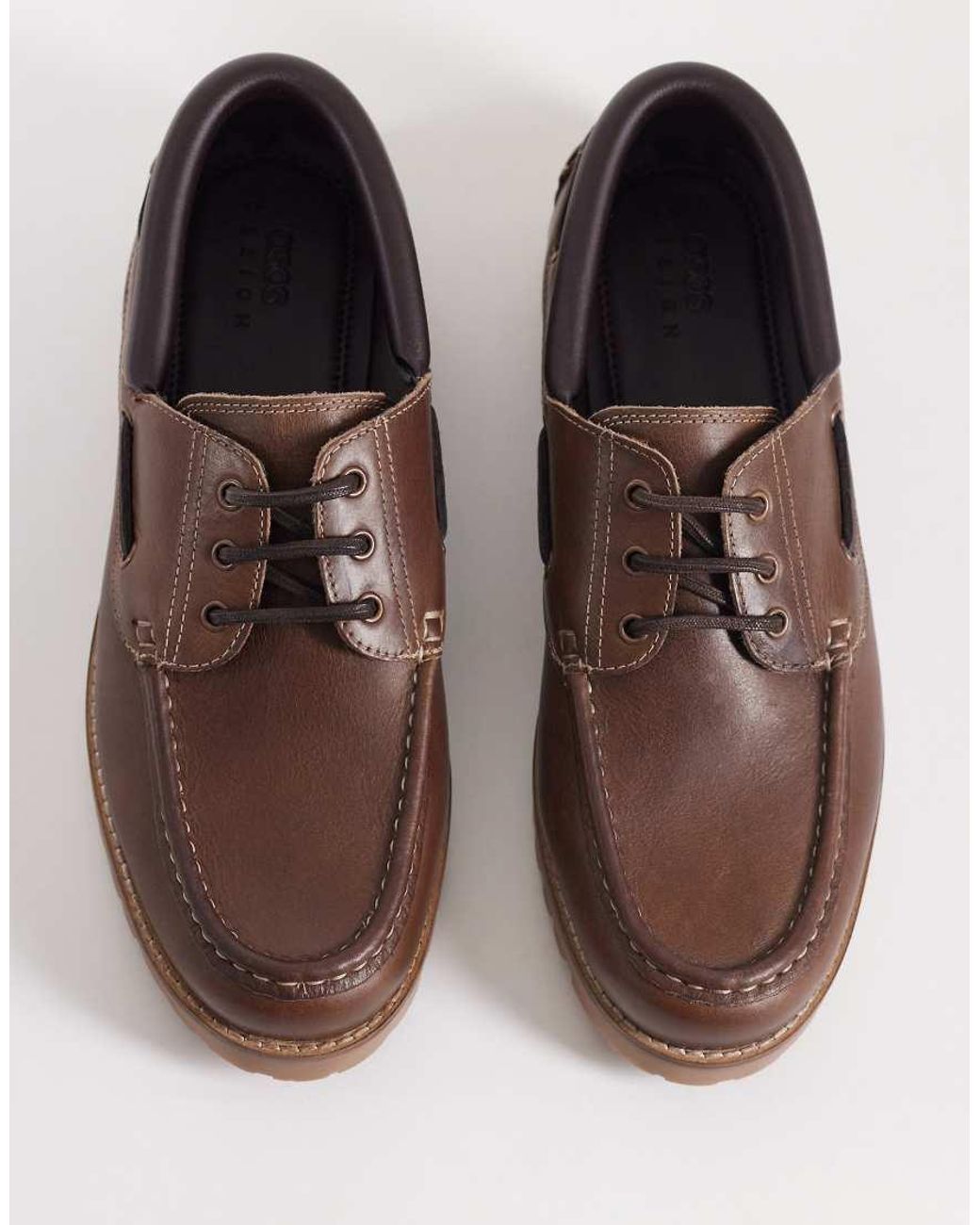 ASOS Brown Boat Shoes With Cleated Sole for men