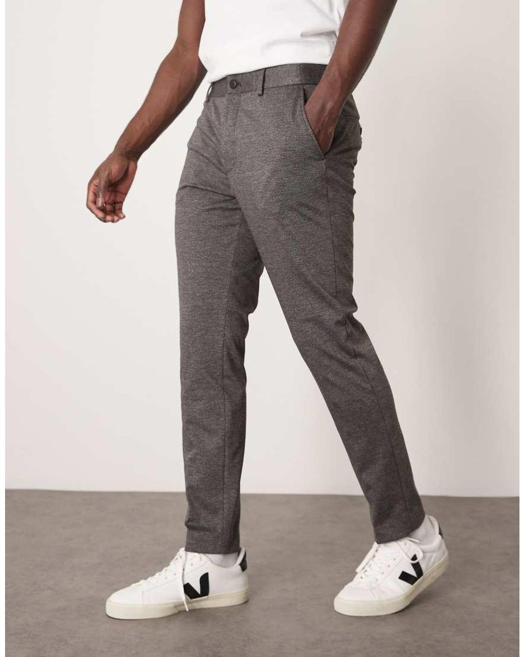 SELECTED Gray Noah Slim Fit Jersey Trousers for men