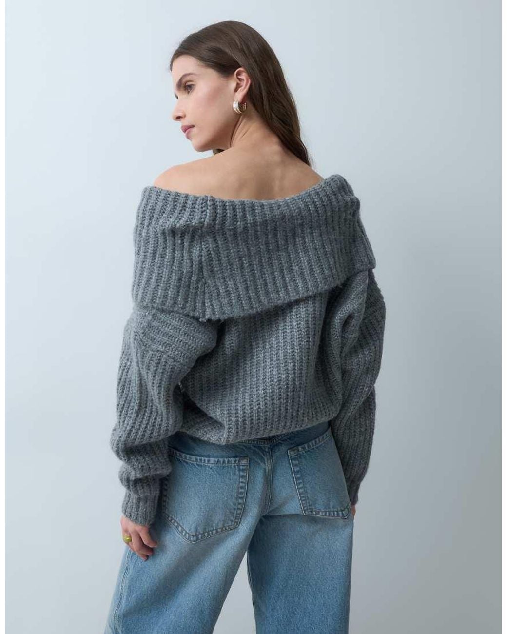ASOS Blue Knitted Extreme Drape Jumper