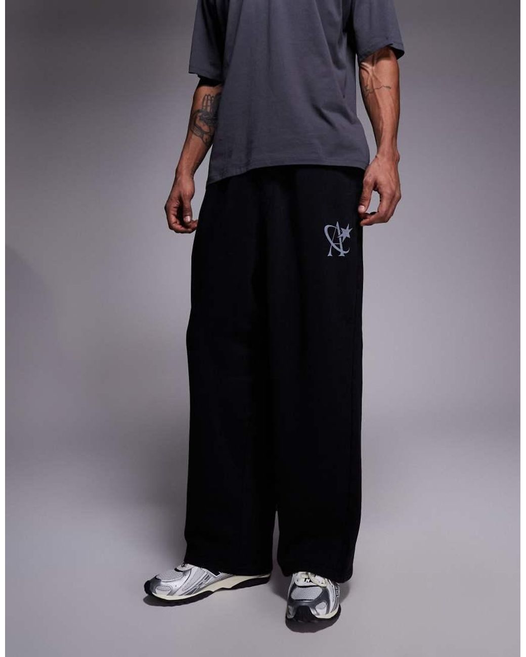 ADPT Blue Loose Fit joggers With Star Logo for men