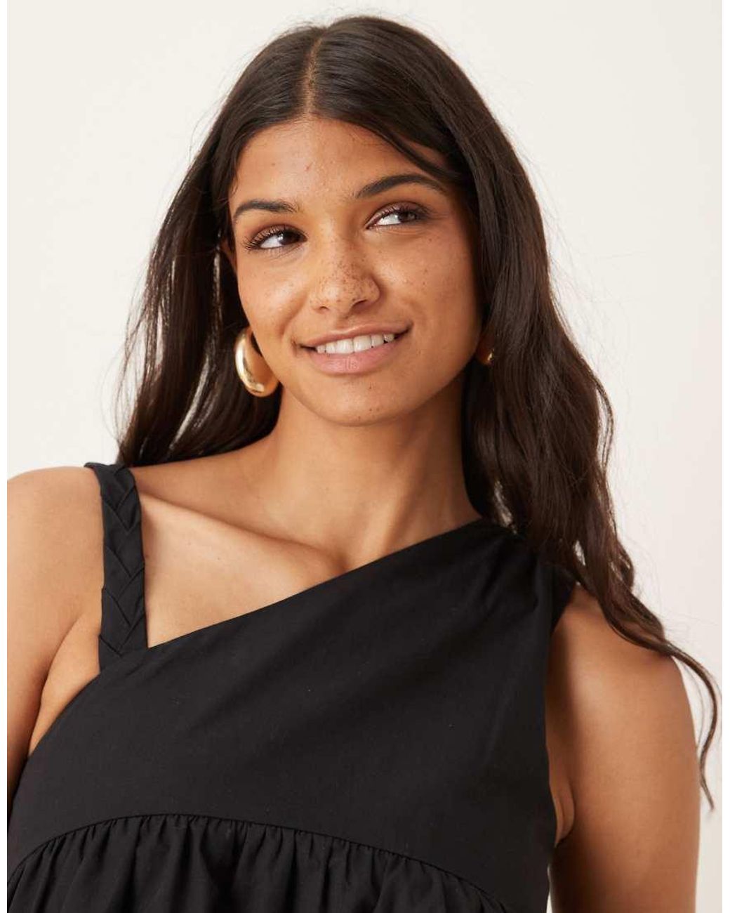 ASOS Natural Twist Strap Asymmetric Mini Dress