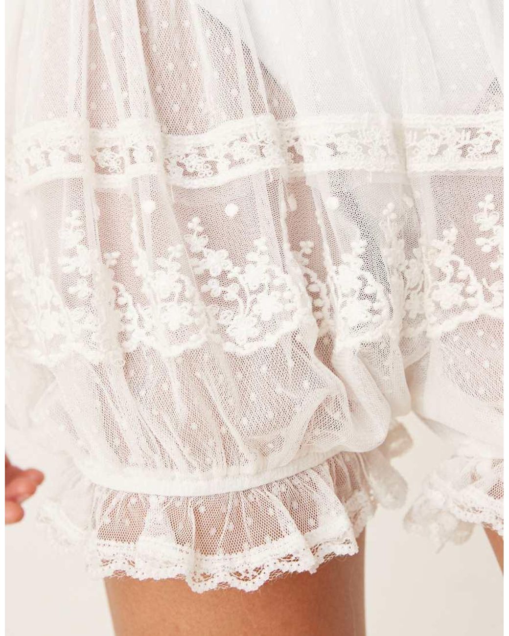 ASOS Natural Textured Lace Insert Bloomer Shorts
