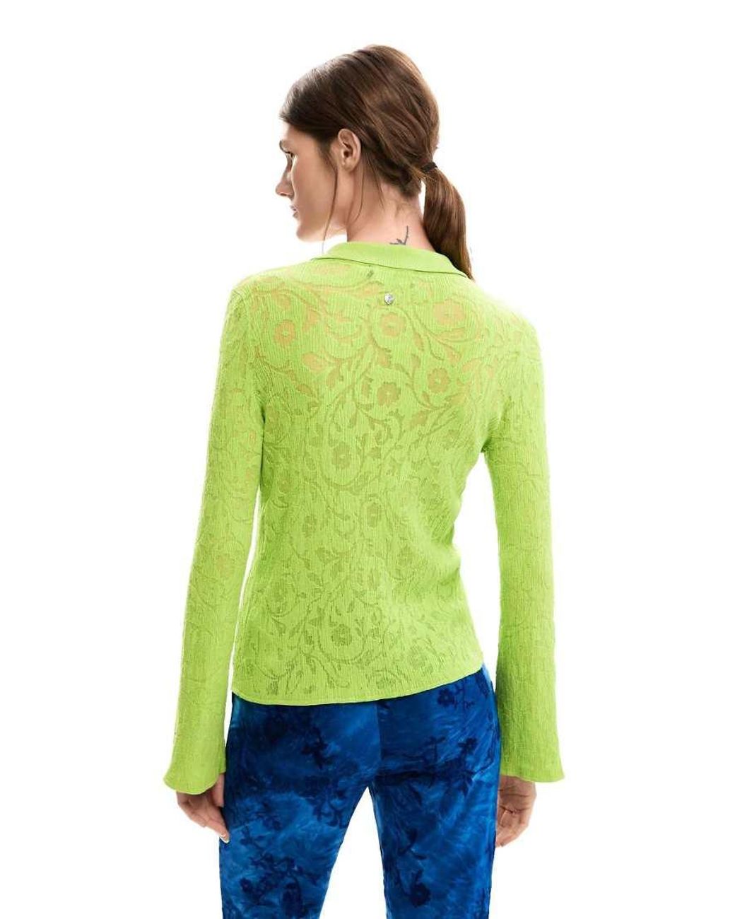 Desigual Green Fitted Floral T-Shirt
