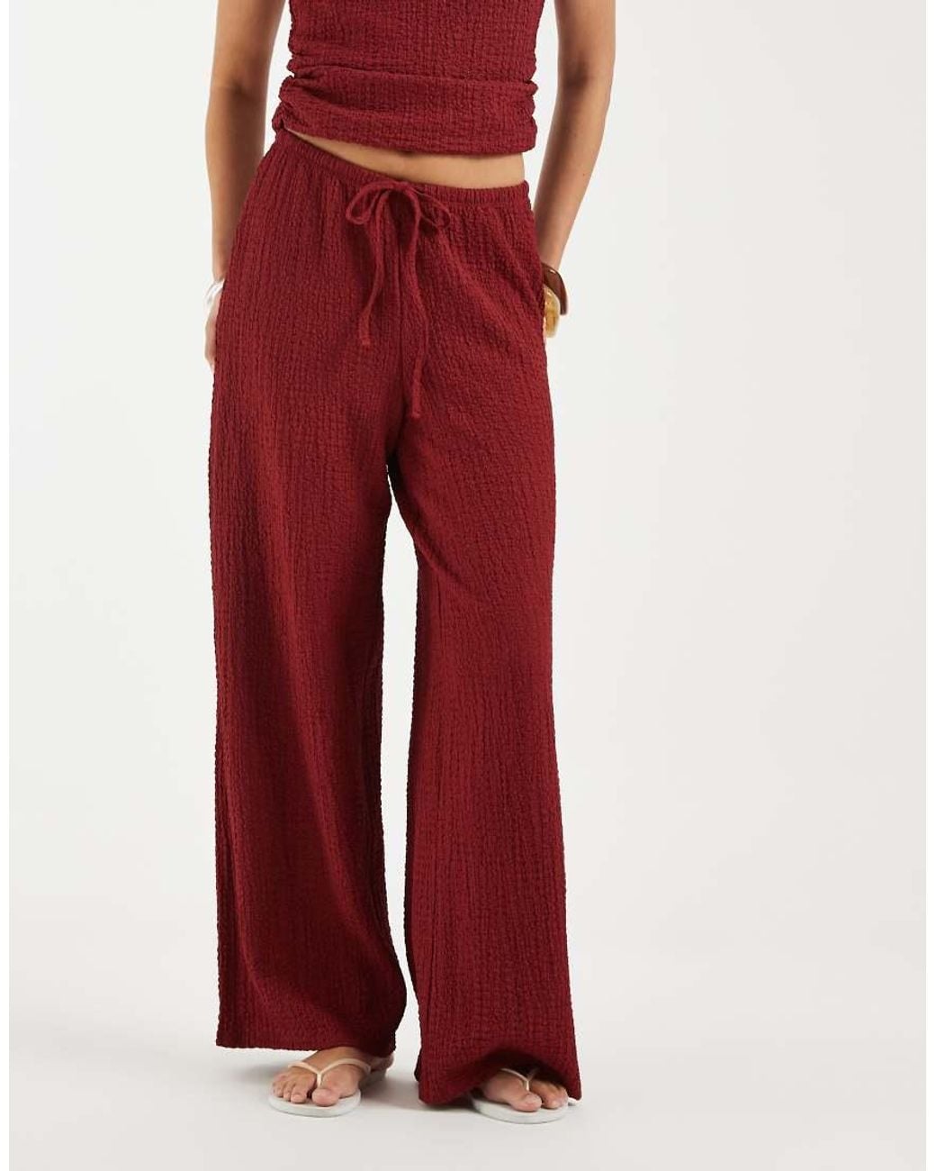 ONLY High Waist Crinkle Textured Trousers Co-Ord