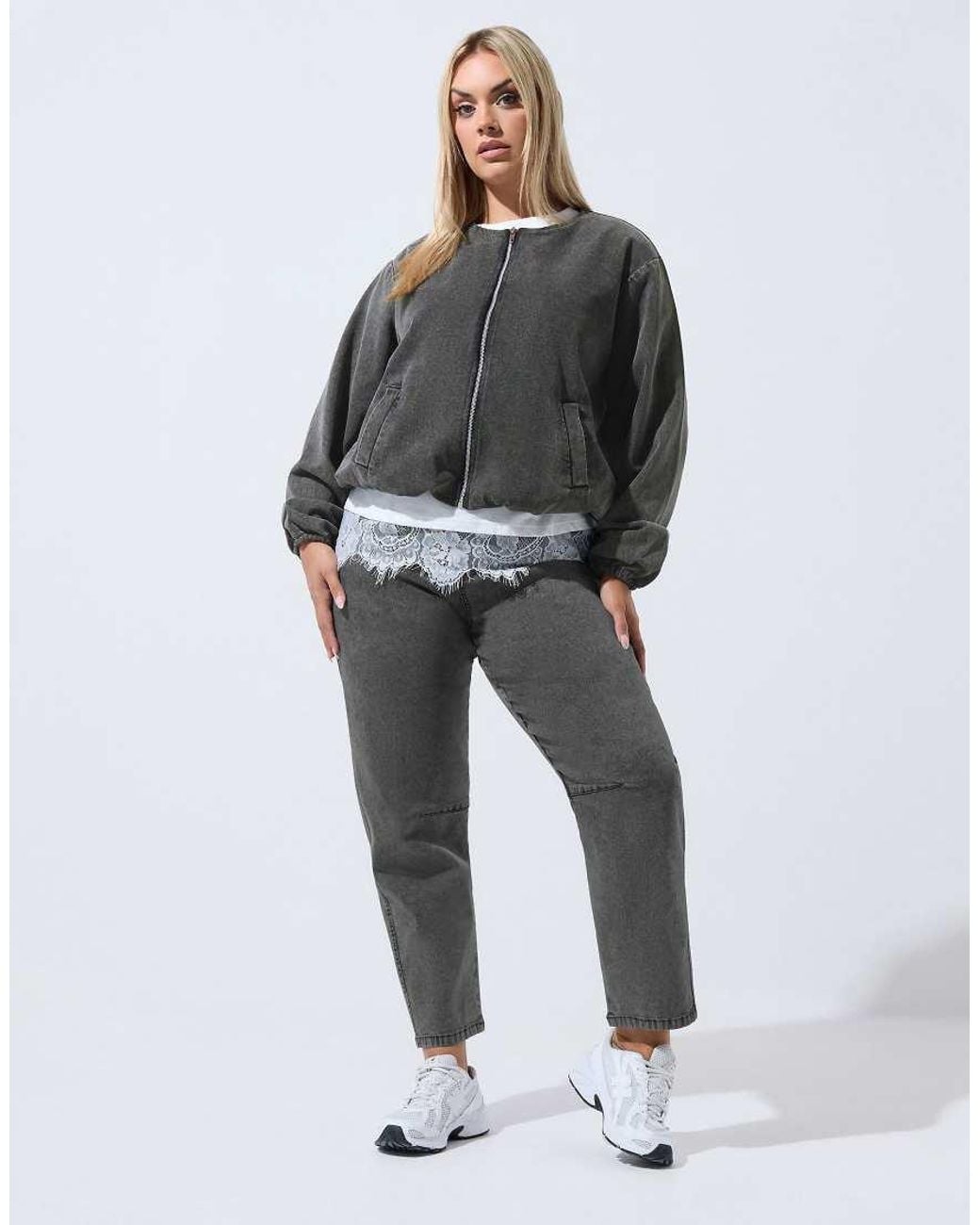 Yours Clothing Gray Zip Barrel Jacket
