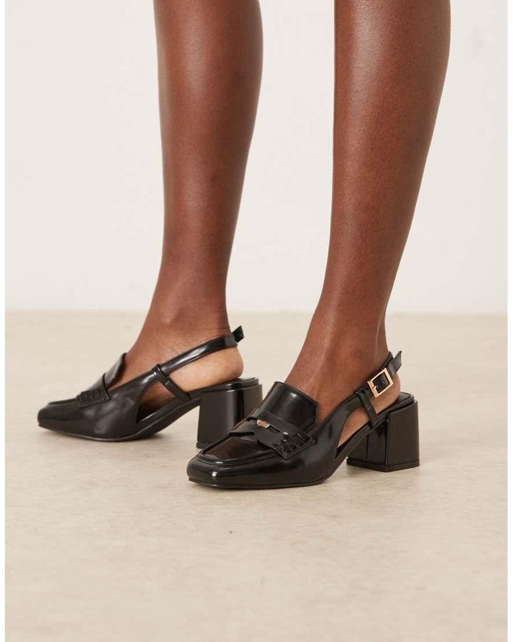 Raid Wide Fit Brown Nisha Block Heel Slingback Shoes