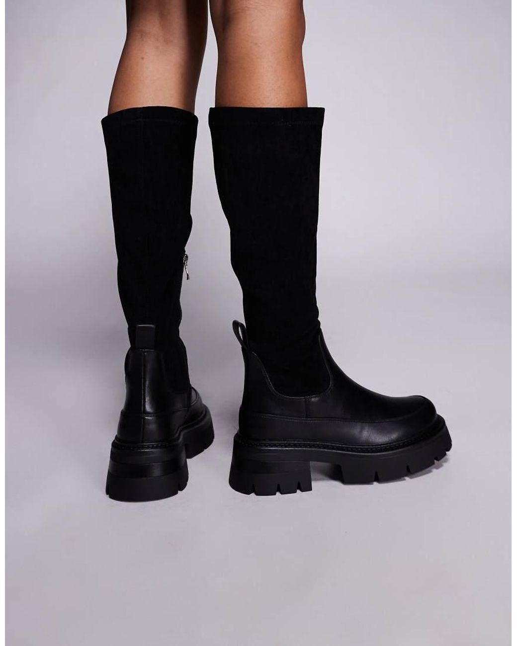 SIMMI Black Simmi London Chorley Knee Boots With Chunky Sole
