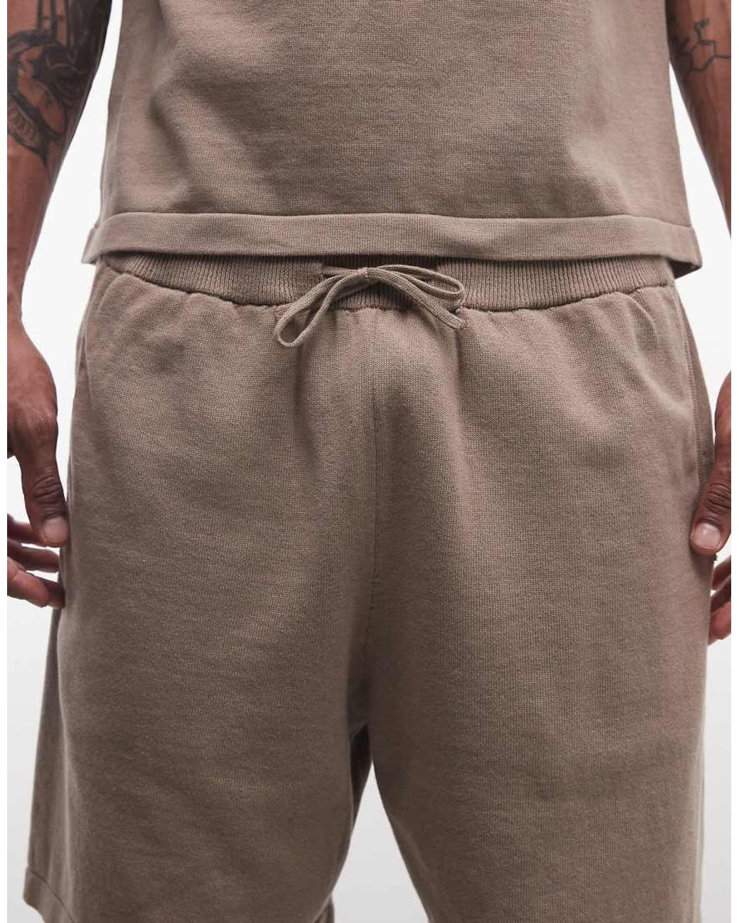 ASOS Natural Relaxed Knitted Co-ord Shorts for men