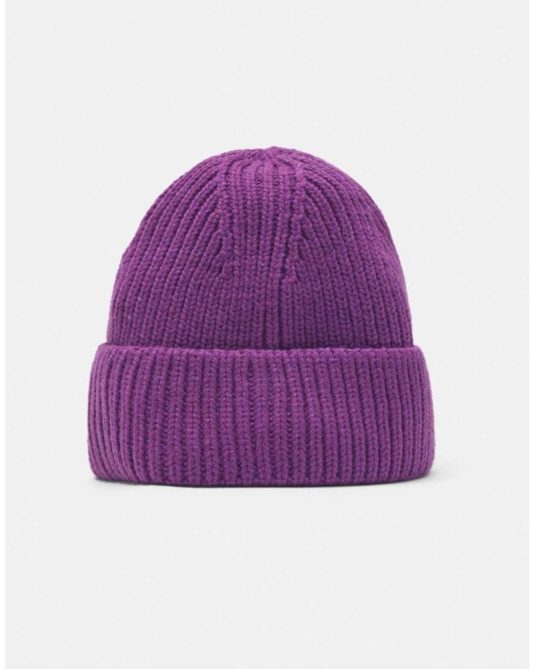 Pull&Bear Purple Chunky Knit Beanie for men