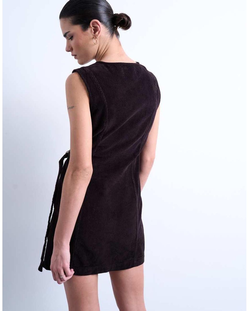 TOPSHOP Black Denim Wrap Mini Dress