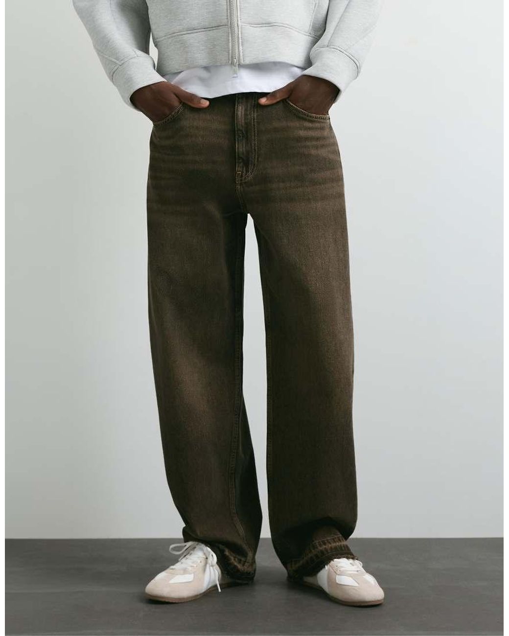 Pull&Bear Gray Wide-Leg Jeans for men
