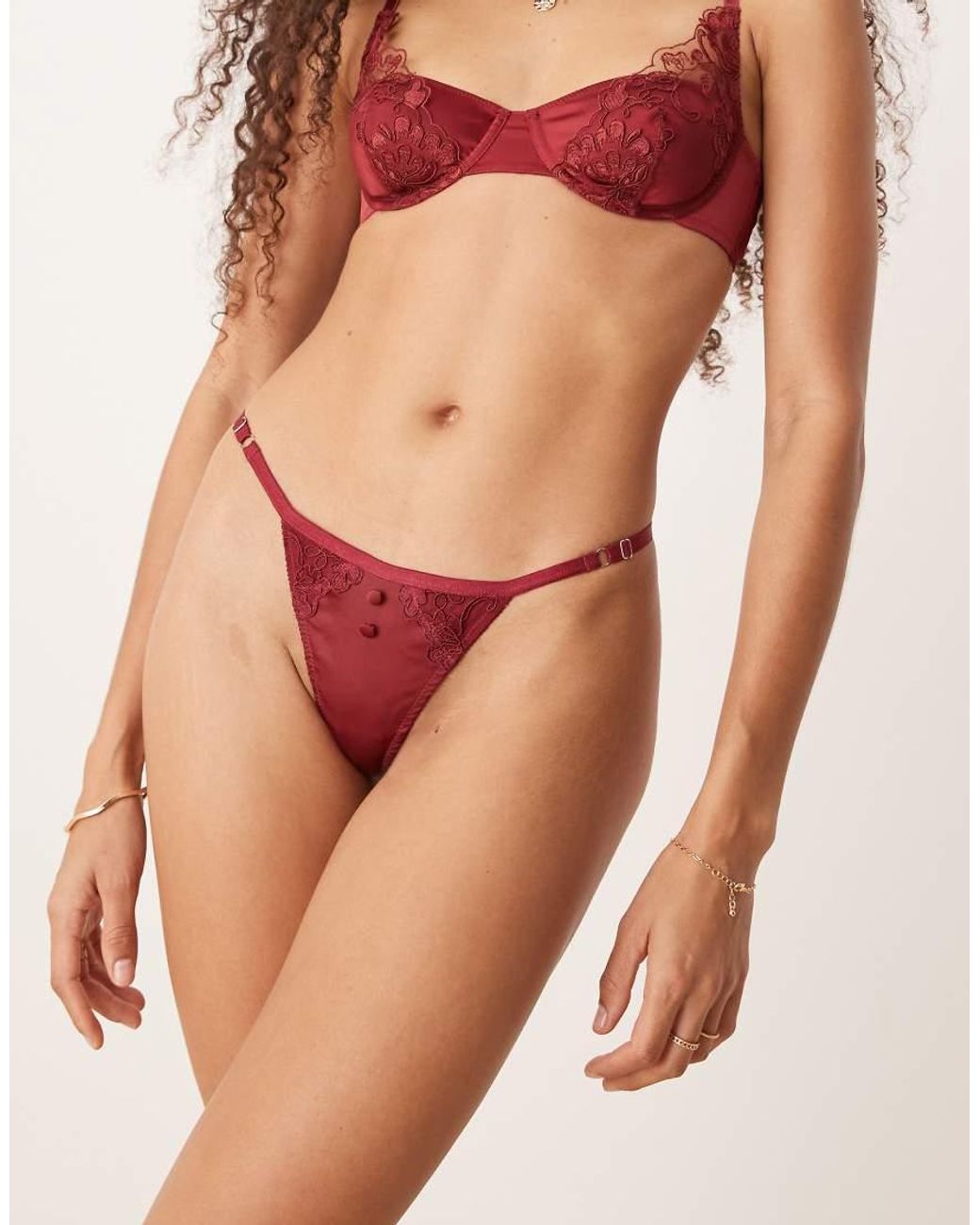 KAT THE LABEL Pink Dylan Satin Lace Thong