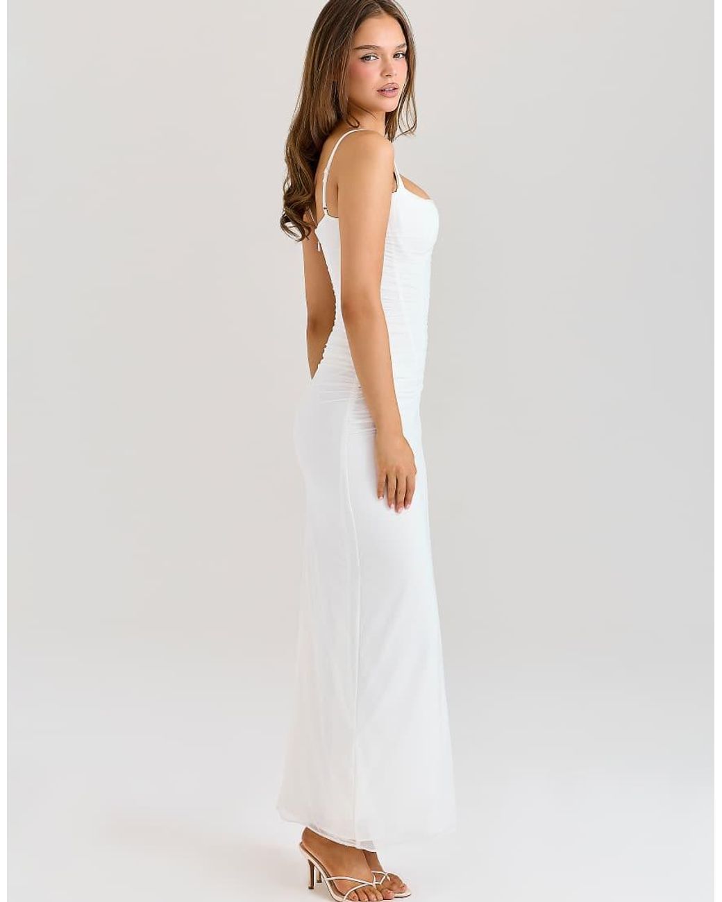 House Of Cb White Lini Mesh Maxi Dress