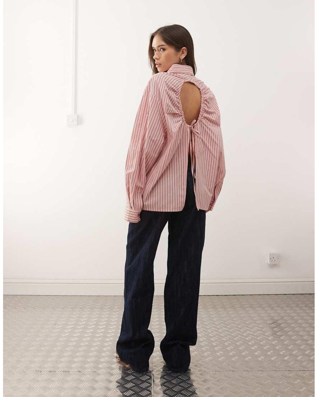 Collusion Pink Oversized Shirt With Cut Out Back Detail