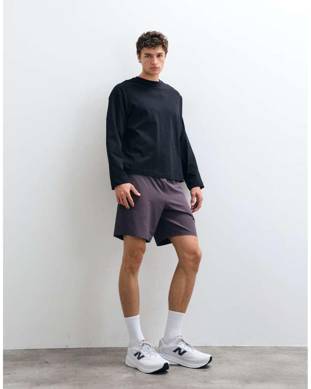 4505 Blue Heavyweight Cotton Shrunken Boxy Fit Long Sleeve T-Shirt With Quick Dry Finish for men