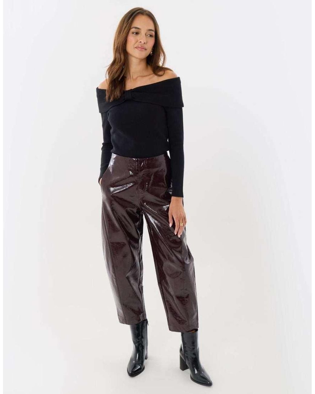 Threadbare Black Ribbed Bow Detail Bardot Jumper