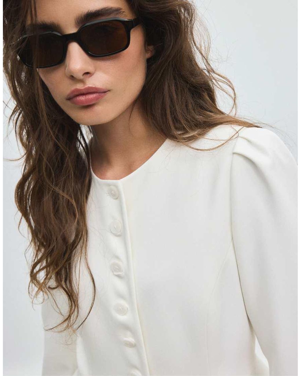 Stradivarius White Peplum Blazer