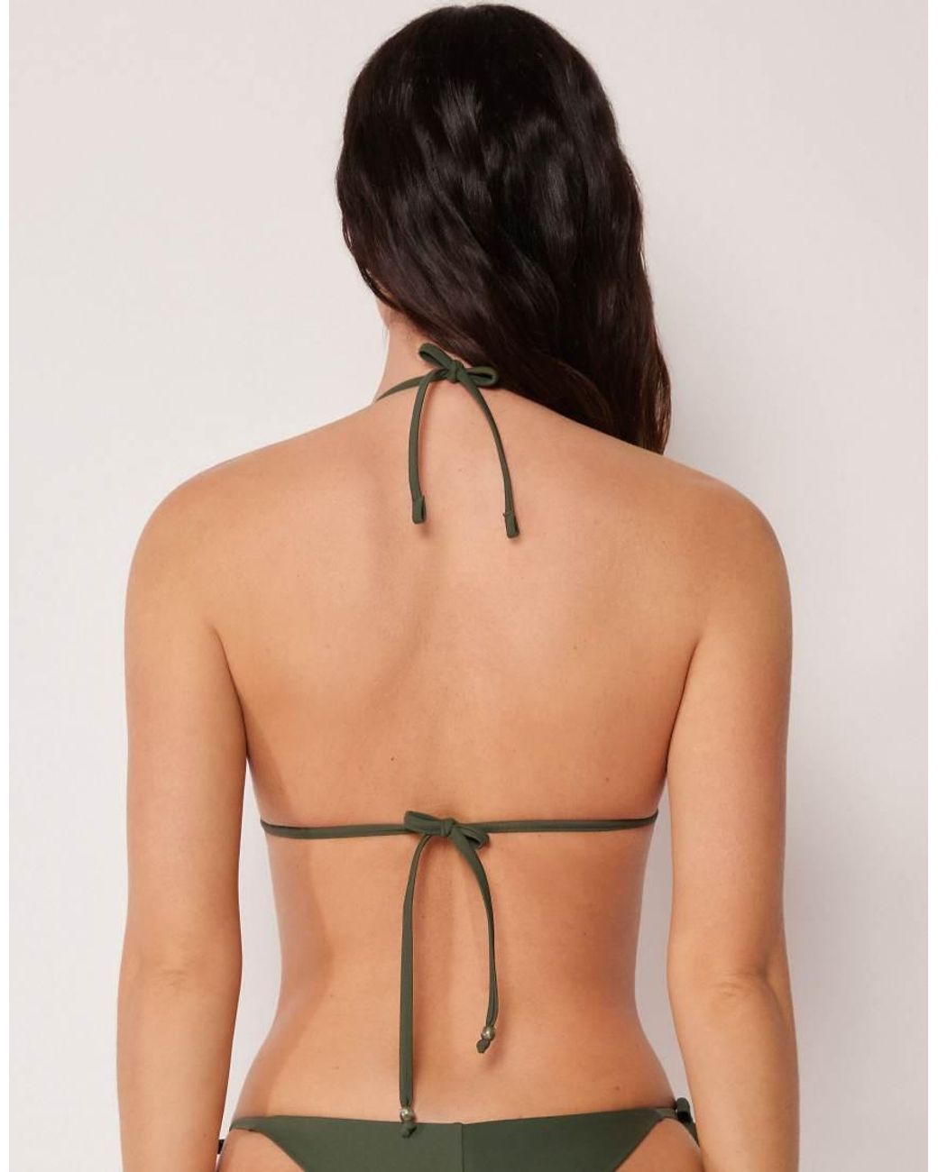 Calzedonia Green Triangle Bikini Top Sequin Net
