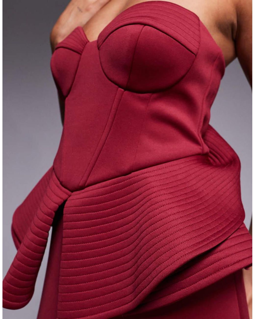 ASOS Red Premium Sculpted Bandeau Maxi Dress