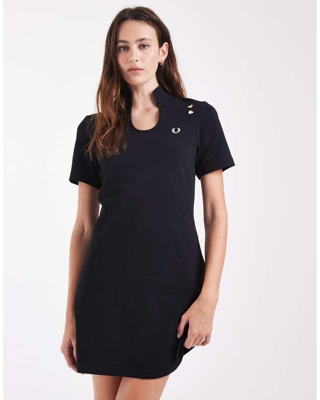 Fred Perry Blue X Amy Winehouse Short Sleeve Keyhole Logo Mini Dress