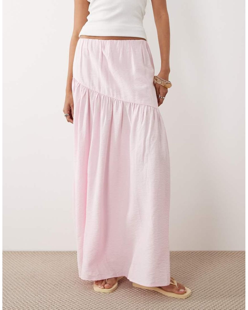 Gina Tricot Pink Dropped Waist Maxi Skirt