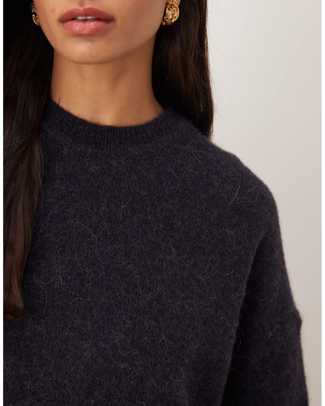 ASOS Blue – oversize-pullover aus hochwertiger wolle und alpaka mit rundhalsausschnitt