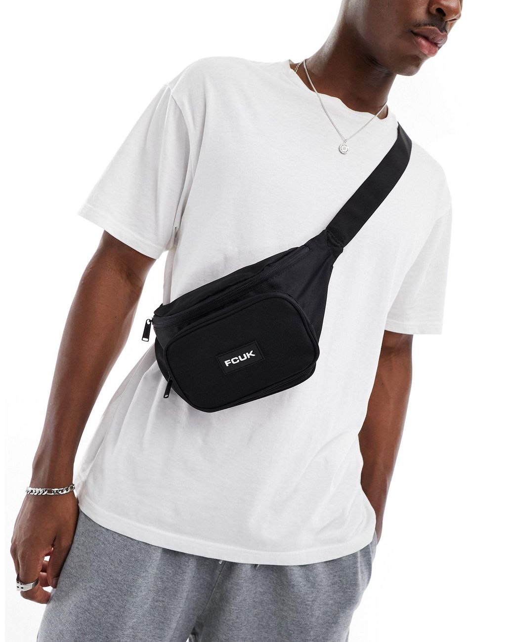 French Connection Fcuk Zip Pocket Bumbag in White for Men Lyst