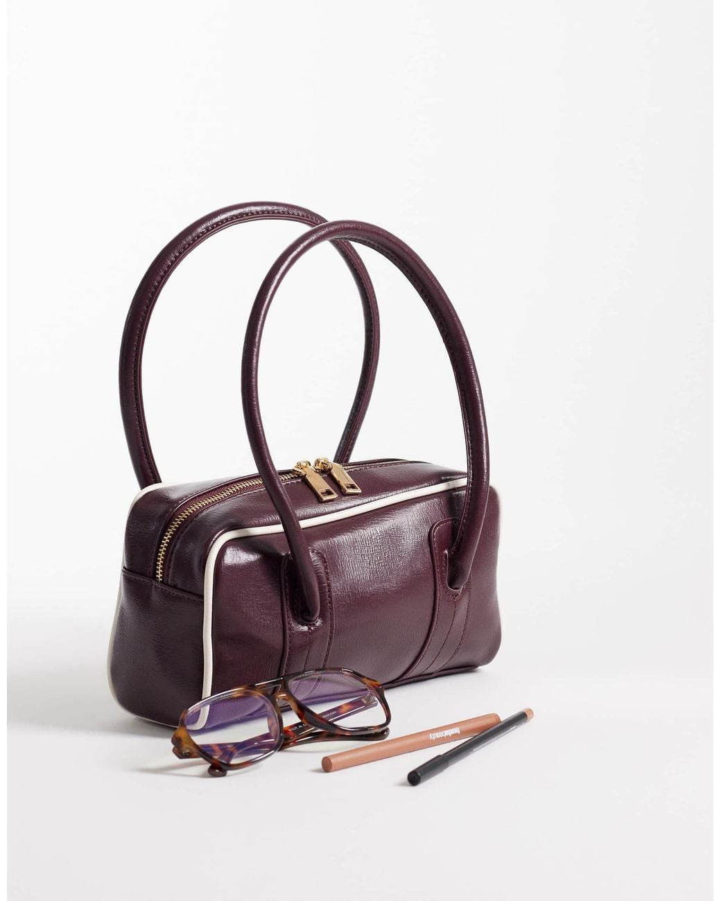 Asos Purses ASOS Boxy Shoulder Bag With Contrast Binding in Purple | Lyst Australia