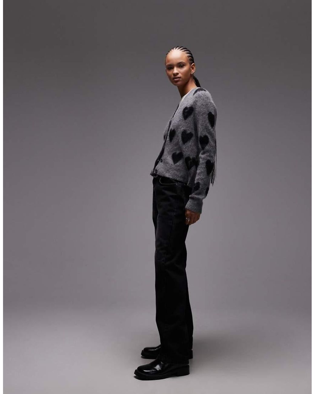 AllSaints Gray Amora Heart Cardigan