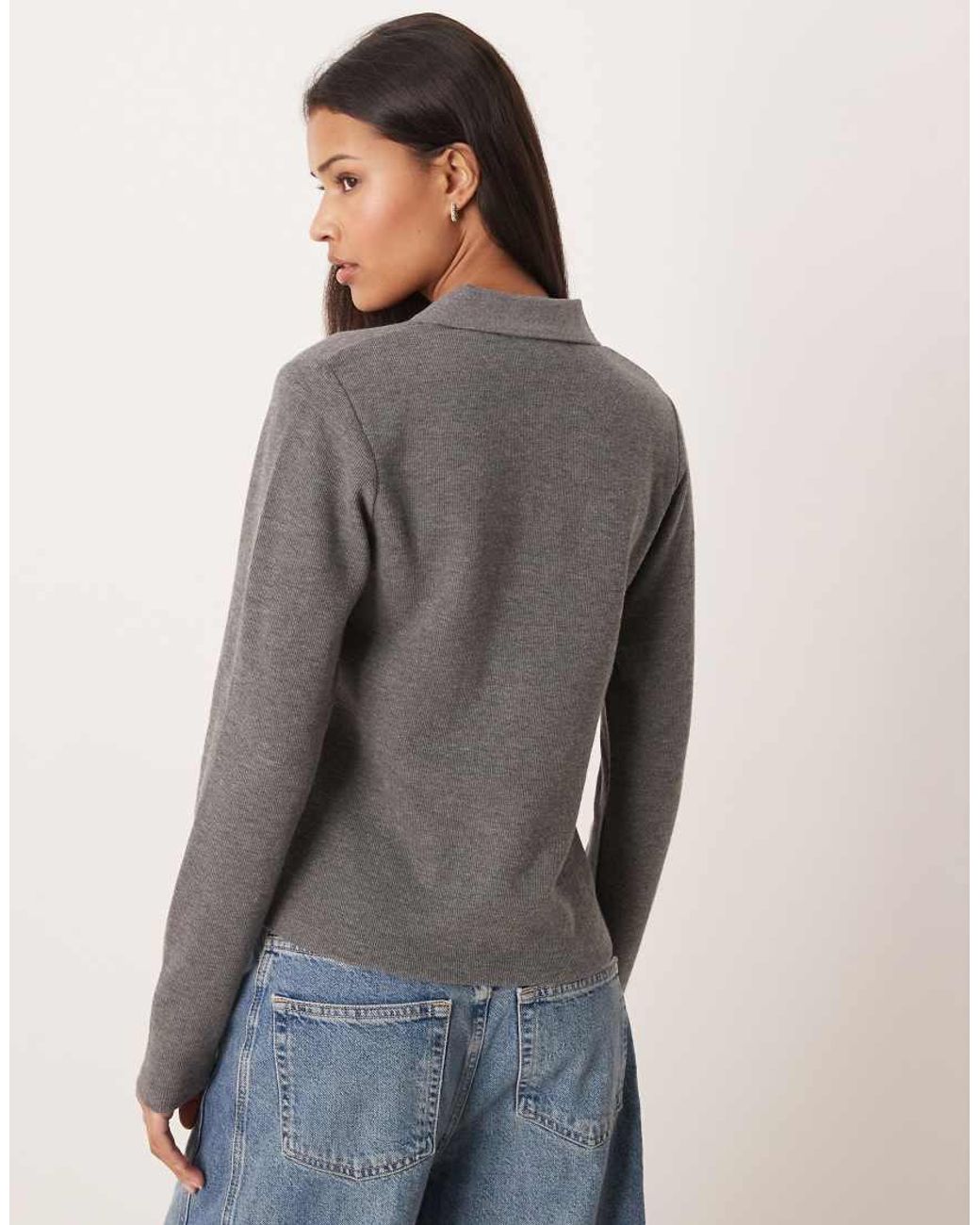 JJXX Gray Long Sleeve Polo Top